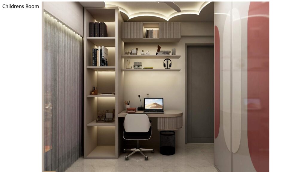 kids room study table interior design Ahmedabad by Nirveen Interior Pvt Ltd