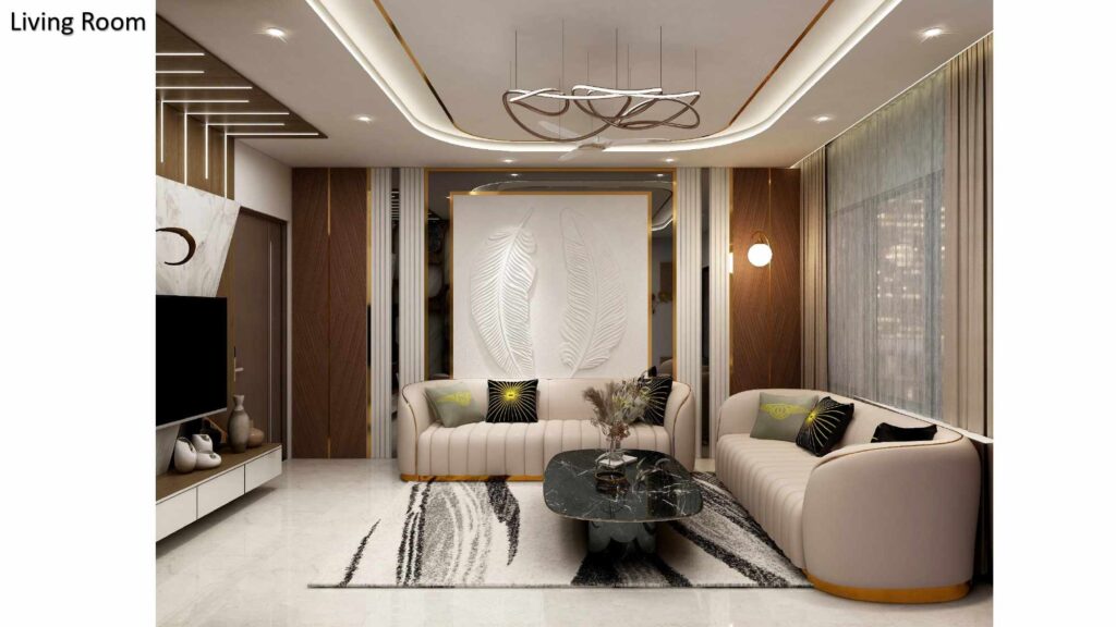 Modern luxury living roominterior designers in Ahmedabad by Nirveen Interior Pvt Ltd