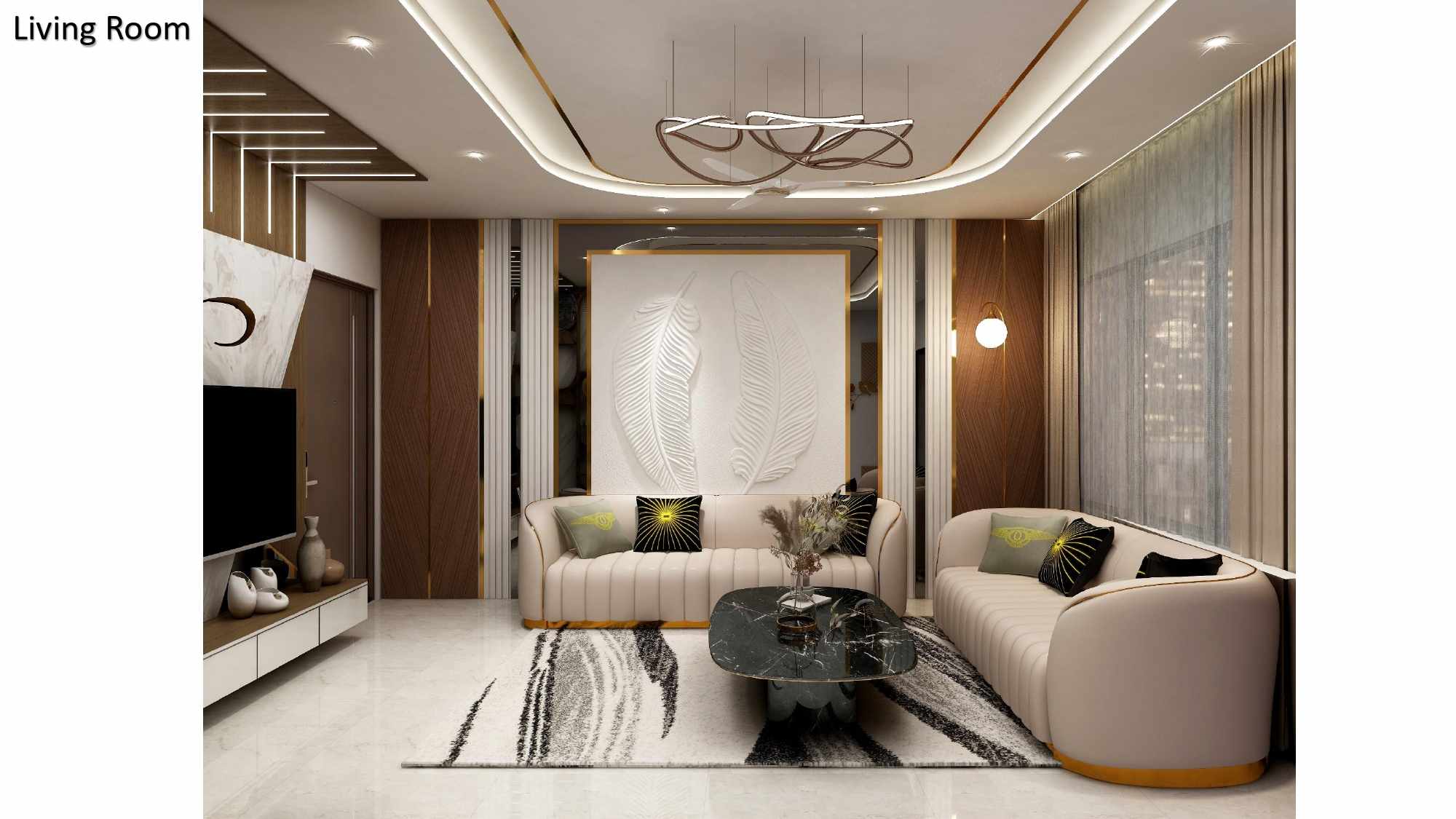 Modern luxury living roominterior designers in Ahmedabad by Nirveen Interior Pvt Ltd