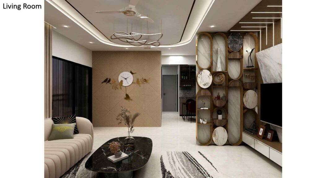 modern living room wall highlight design by Nirveen Interior Pvt Ltd Ahmedabad