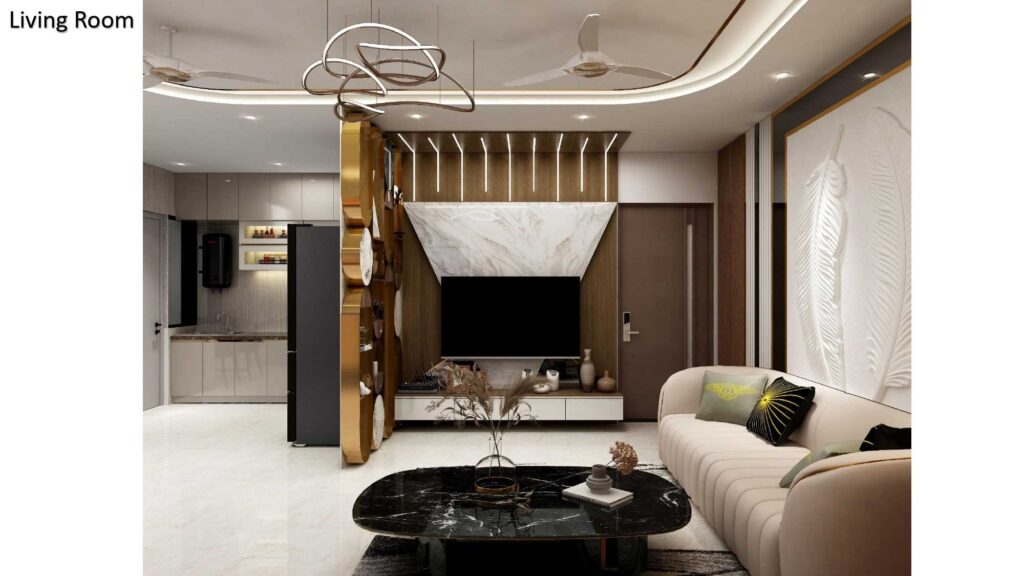 modern tv unit design in living room by Nirveen Interior Pvt Ltd Ahmedabad
